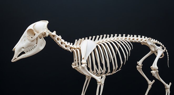 Animal Skeleton Anatomy on Black Background