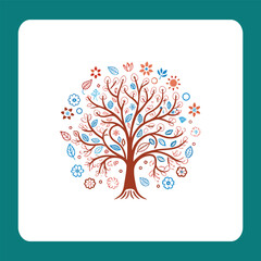 vector tree with floral elements