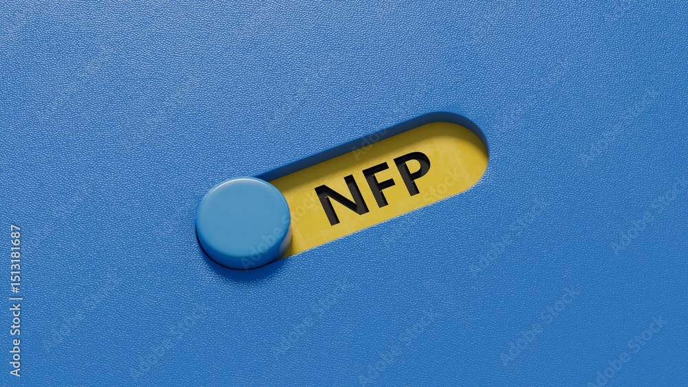 Poster word nfp. wooden small slide switch with letters with copy space available.close up of slide switch,