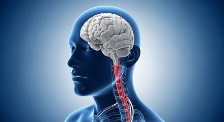 Obraz premium Human Head Brain Anatomy with Blood Vessels