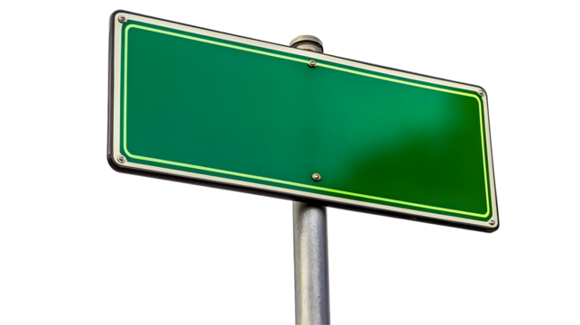 Blank Green Street Sign on a Post with Black Background Ready for Custom Text