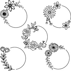 set of floral minimalist floral frame