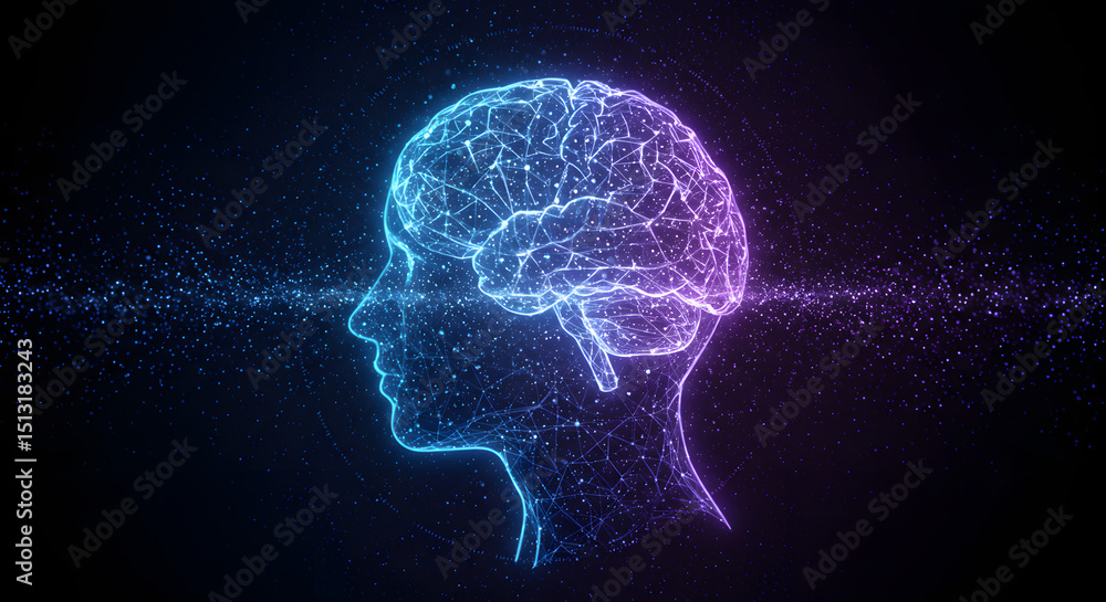 Poster human brain neural network exploring the complexity of the mind