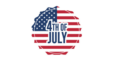 4th of July patriotic celebration emblem with American flag design background