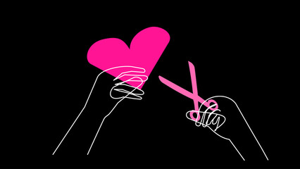 Love Snip: Scissors Cutting Love in Minimal Vector Art