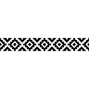 Stipe seamless geometric tribal pattern featuring repeating square shapes. Black and white ethnic design, ideal for wallpapers, fabrics, and modern digital art.
