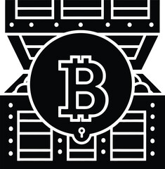 Bitcoin treasure chest vector illustration for cryptocurrency and blockchain technology concept