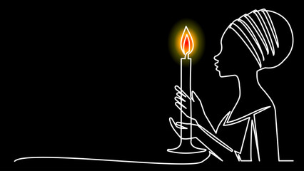 One Line Glow: Girl Holding Candle Holders