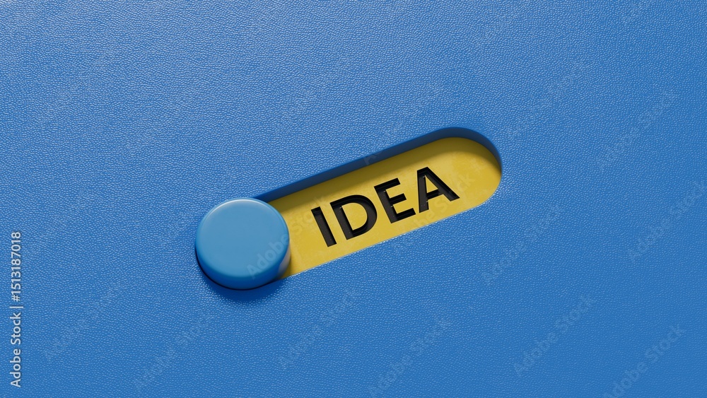 Poster idea.3d illustration of slide switch.close up of slide switch,3d rendering on blue background.