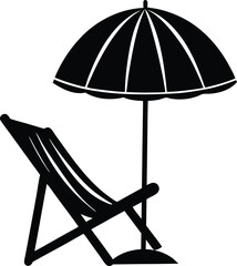 beach chair and umbrella