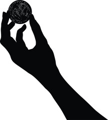 Hand holding coin silhouette illustration for finance investment and business concepts design vector