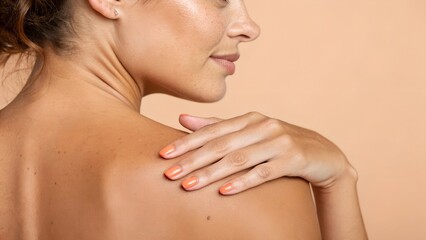 Naklejka premium Woman's Shoulder and Neck: Close-up, Hyperrealistic