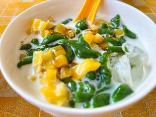 Cendol Dessert with Coconut Milk and Ice