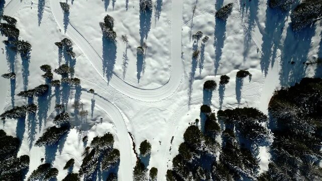 Winter and snow at Passo Pramollo. On the border between Italy and Austria