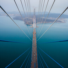 Fototapeta premium suspension bridge over the river