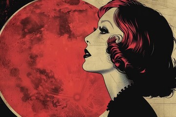 A Glamorous Art Deco Portrait of a 1920s Socialite in Beaded Evening Gown and Feathered Headpiece