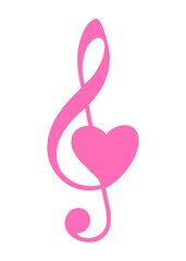 Fototapeta premium Logo música romántica. Clave de sol con corazón