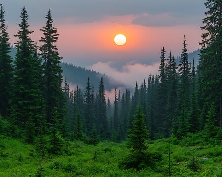Misty mountain sunrise (2)
