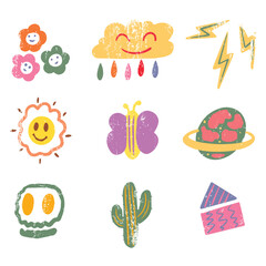 Colorful cute hand drawn vector set	