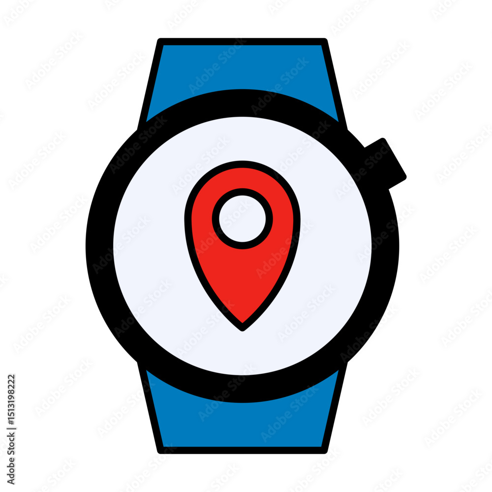 Poster smartwatch gps tracker location pin icon - wearable technology navigation and tracking device