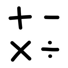 Obraz premium Doodle icons of math symbols in hand drawn style.doodle symbols of plus, minus, multiplication, subtraction, division