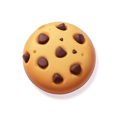 3D icon of Chocolate chip cookie isolated on white background, a sweet treat for dessert