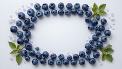 Fototapeta premium Fresh blueberries arranged in a circular frame studio setting high-quality food photography natural light