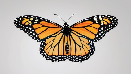 Fototapeta premium Vibrant Monarch Butterfly Illustration with Detailed Wing Patterns on plain background
