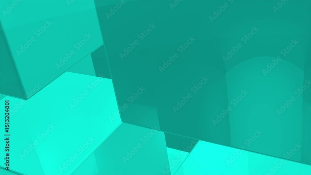 Aufkleber cyan color rotating shiny 3d cubes modern design loop able geometrical background