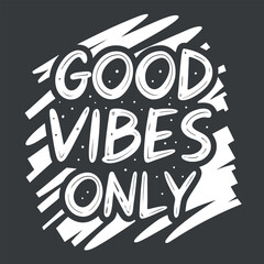 Naklejka premium Artistic white inscription states good vibes only on a dark grey background, creating positive feelings