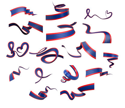 Set Of Different Style Of Belize Wavy Abstract Ribbon Flags On White Background 3d Illustration - Powered by Adobe