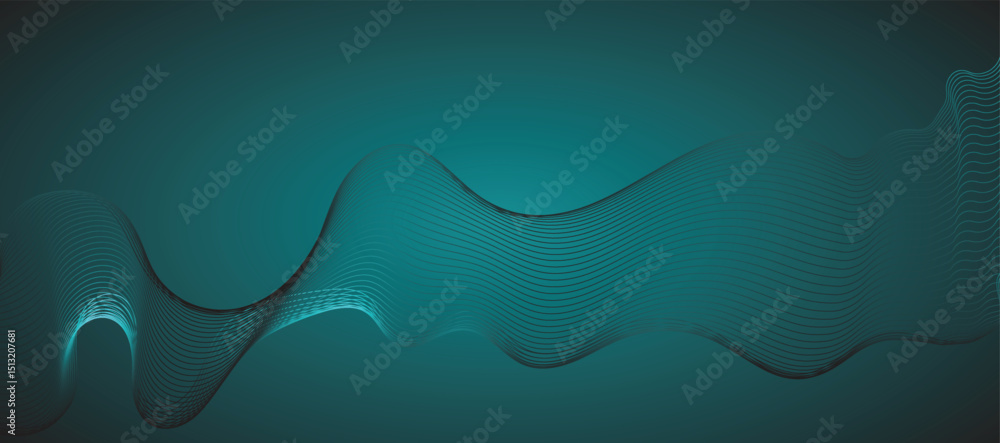 Poster abstract blue background with waves. blue line wave background. blue minimal round lines abstract ba