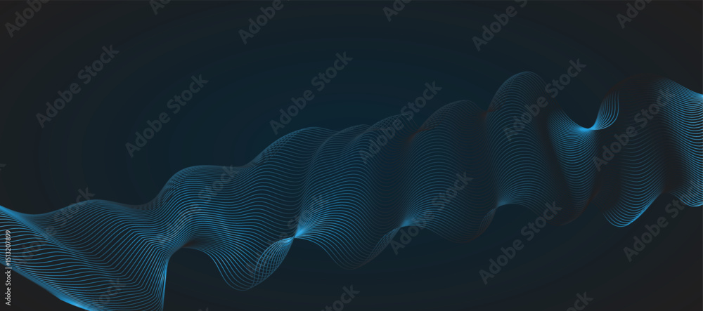 Poster abstract blue background with waves. blue line wave background. blue minimal round lines abstract ba