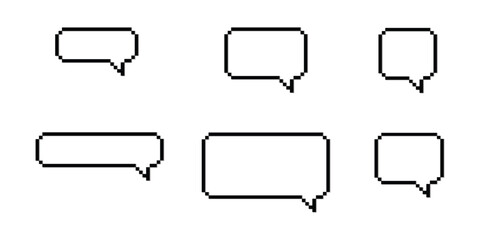 Obraz premium Pixel speech bubbles. Chat speech or dialogue. on white background. Vector illustration