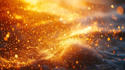Golden sparkles on water