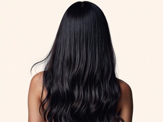 Fototapeta premium Smooth glossy long black hair back view