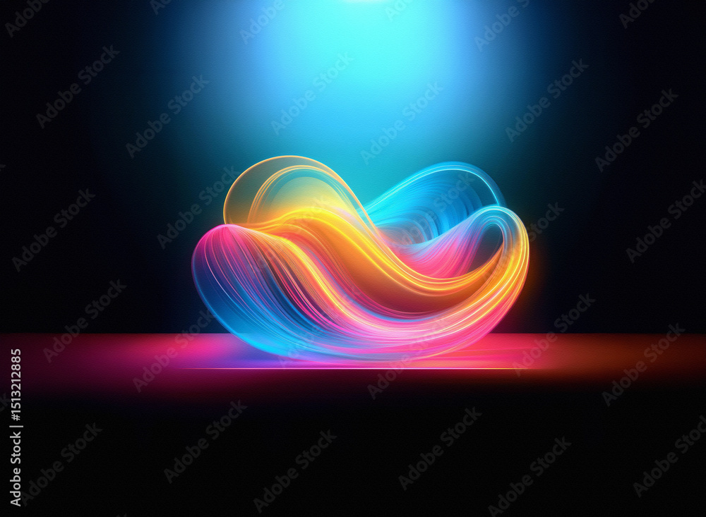 Aufkleber vibrant glowing abstract shape with gradient colors on a dark background. light illuminates the form
