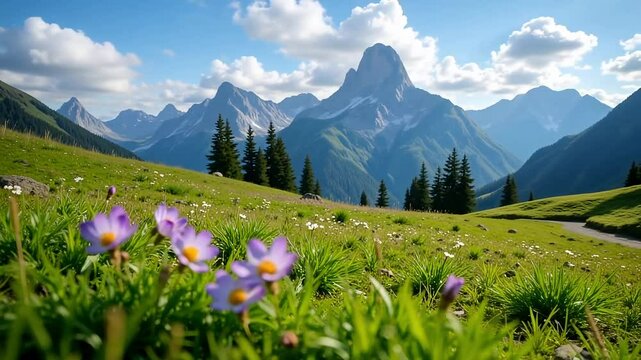 alpine meadow with flowers