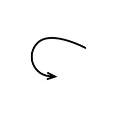 Thin long semi circle arrow. Vector illustration.