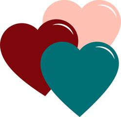 three heart in vector flat stile