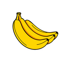 Three yellow bananas cartoon illustration