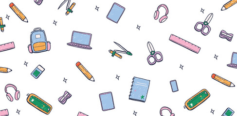 Cartoon Style Icon of School Supplies for Education