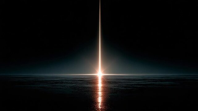 Abstract Light Beams Reflecting on Water in Dark Environment Minimalist Concept