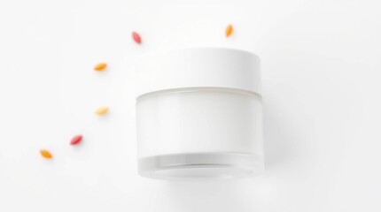 Extreme Macro Close-up Skincare Cream Jar Mockup with White Cap