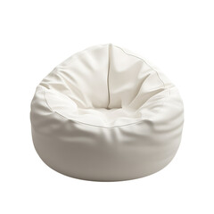 White bean bag chair, isolated on a transparent background PNG,