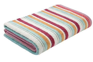 Colorful beach towel with sharp clear stripes isolated on transparent background