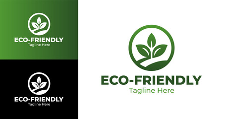 Minimalist Eco-Friendly Logo with Green Leaves and Circular Design for Branding