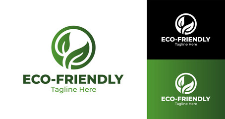 Eco-Friendly Circular Logo with Green Leaves for Nature and Sustainability Branding