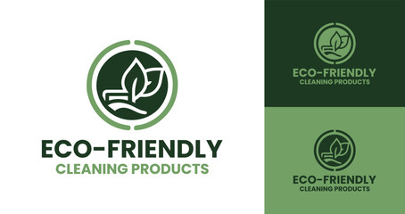 Simple and Creative Eco-Friendly Logo Design for Cleaning Products Featuring Green Leaves