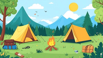 Scout Activities Illustrations: Camping and Knot Tying